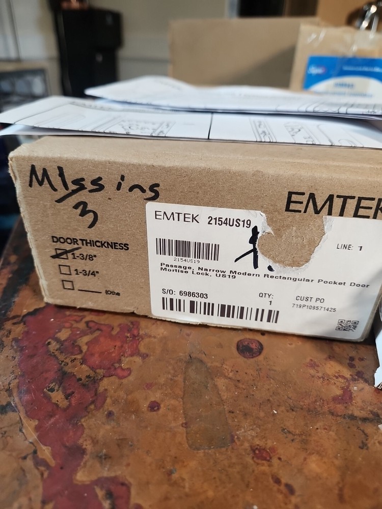 Emtek 2154US19 Modern Rectangular Mortise Passage Pocket Door ONLY READ**