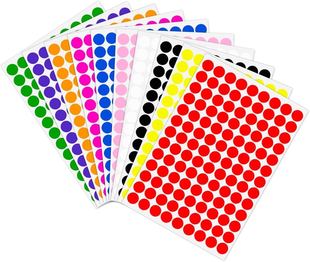 2340 PCS Colored Dot Stickers 1/2" Color Round Circle Stickers Colored Coding...