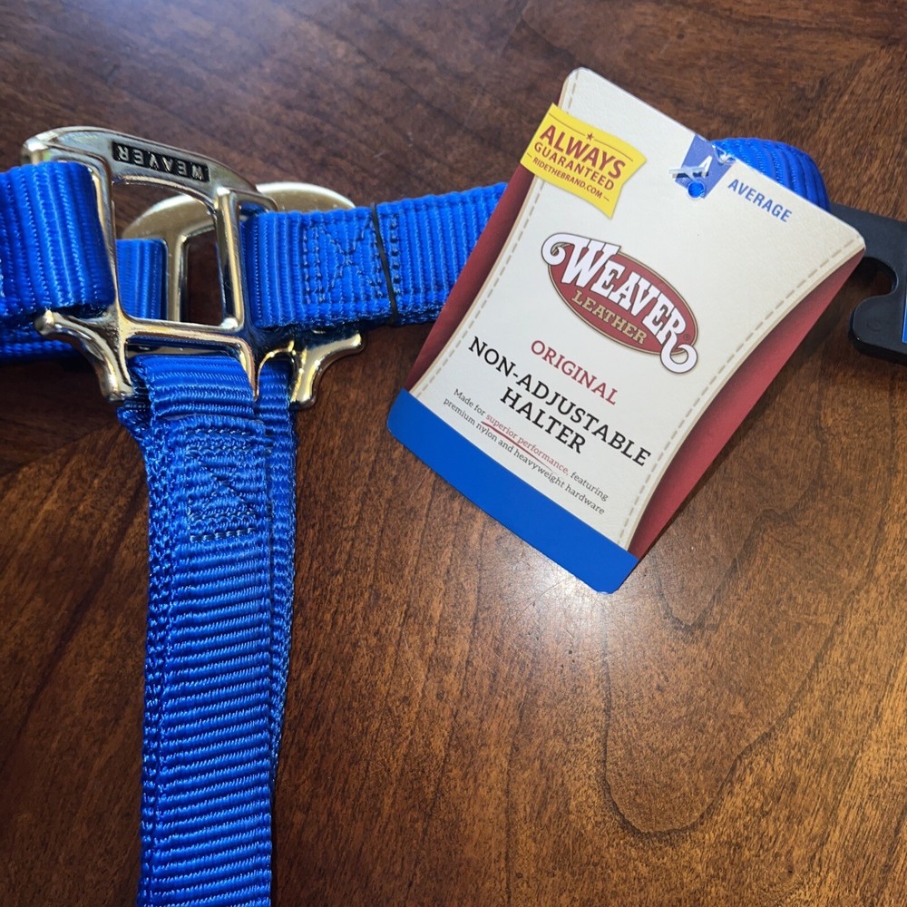 Weaver Leather 1” Nylon Medium Average Adjustable Horse Halter Blue Snaps