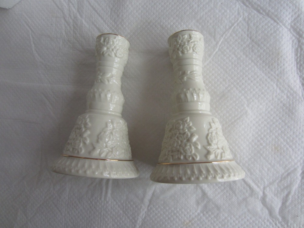 Lenox 6 Inch Rose Candlestick Pair Set