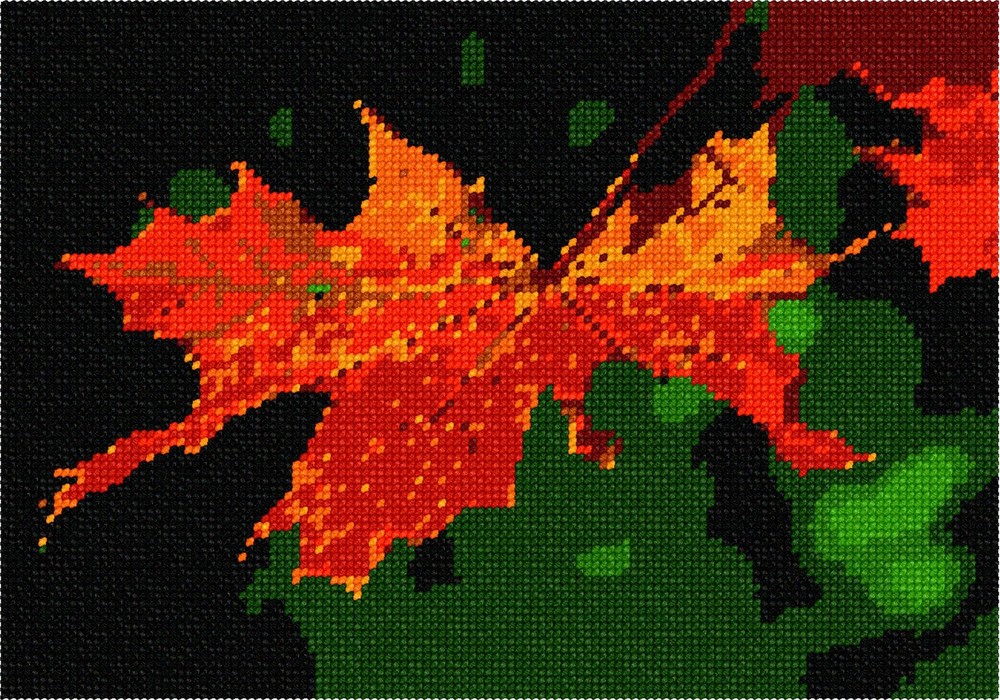 Orange Leaf Needlepoint Kit or Canvas