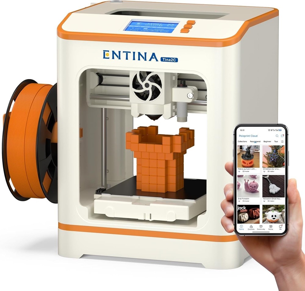 FDM 3D Printer Auto Leveling Beginner Friendly with 4x250g PLA Filament Bundle