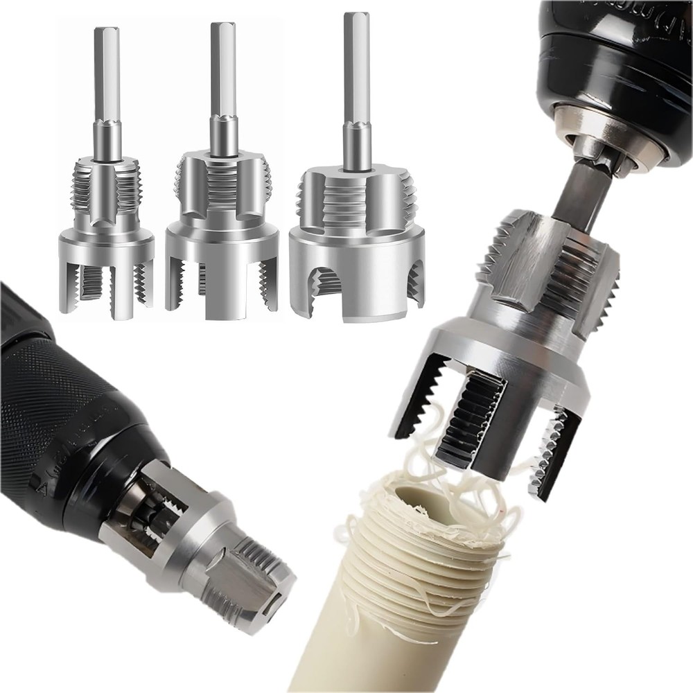 3pcs PVC Pipe Threader Kit 1 2 3 4 1 Inch Internal External Thread Tool Plumbing