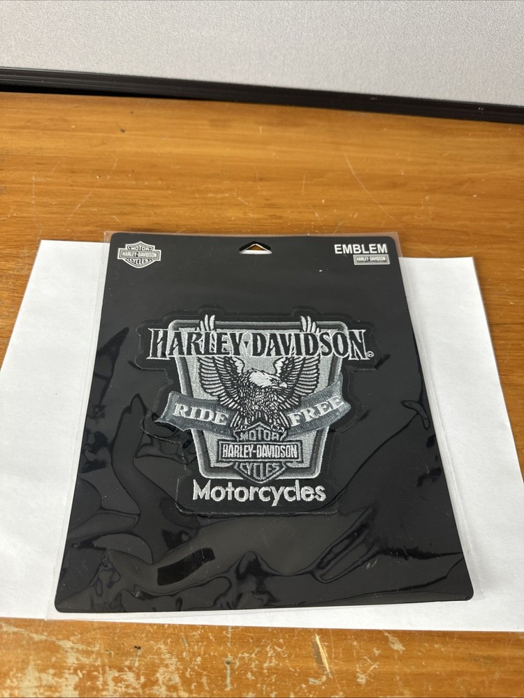 Harley Davidson Bar & Shield Eagle Black Silver Back Vest Patch 6" x 5" New