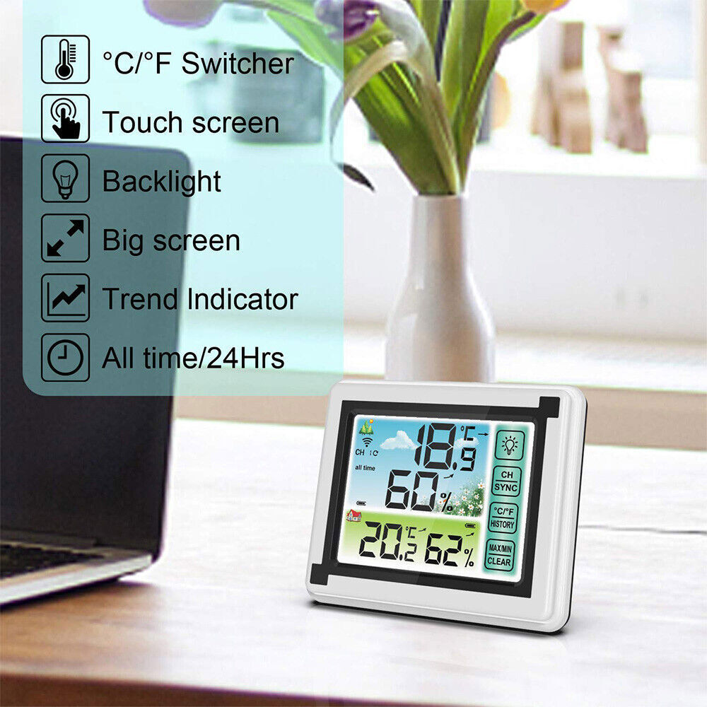 Digital LCD Thermometer Wireless Indoor & Outdoor Weather Station Clock Calendar