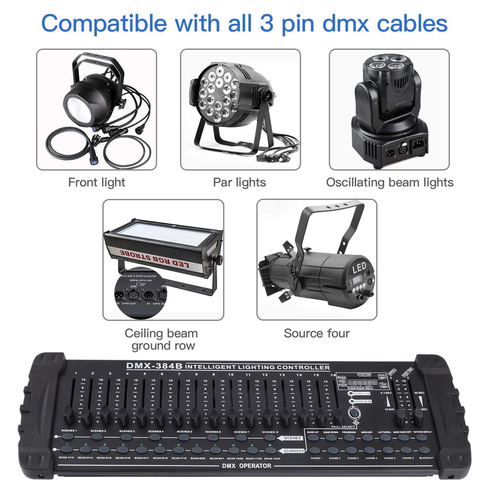384 Channels DMX512 Controller Console for Stage Light Party DJ Laser Operator