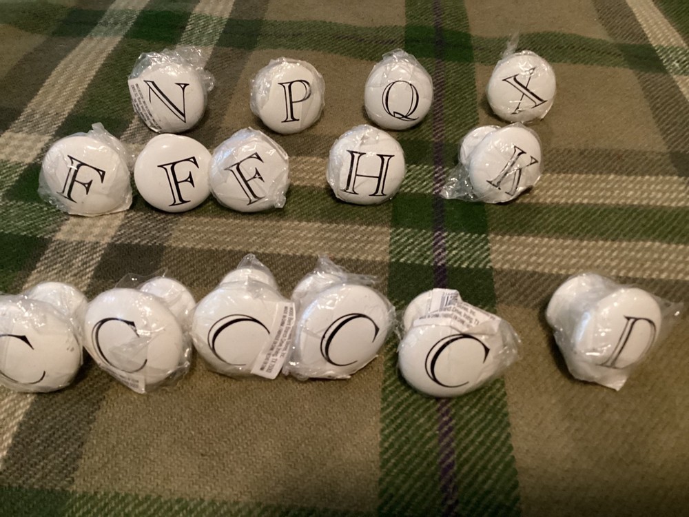 17 vintage alphabet knobs assorted letters brand new