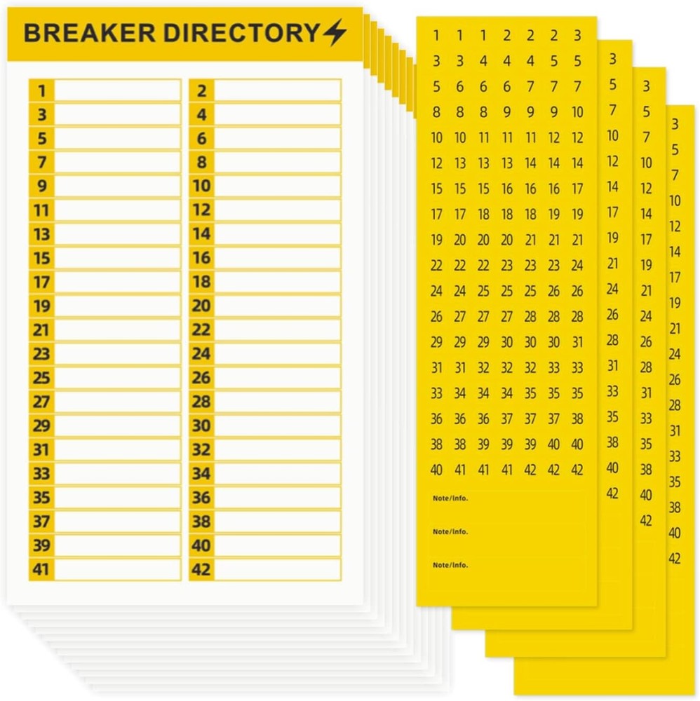 16 Sheets Breaker Panel Labels Electrical Box Sticker Numbers Breaker Panel