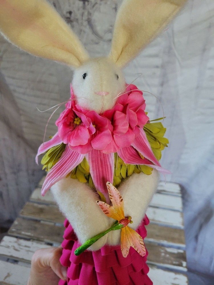Bunny Easter dragonfly spring decor plush shabby chic
