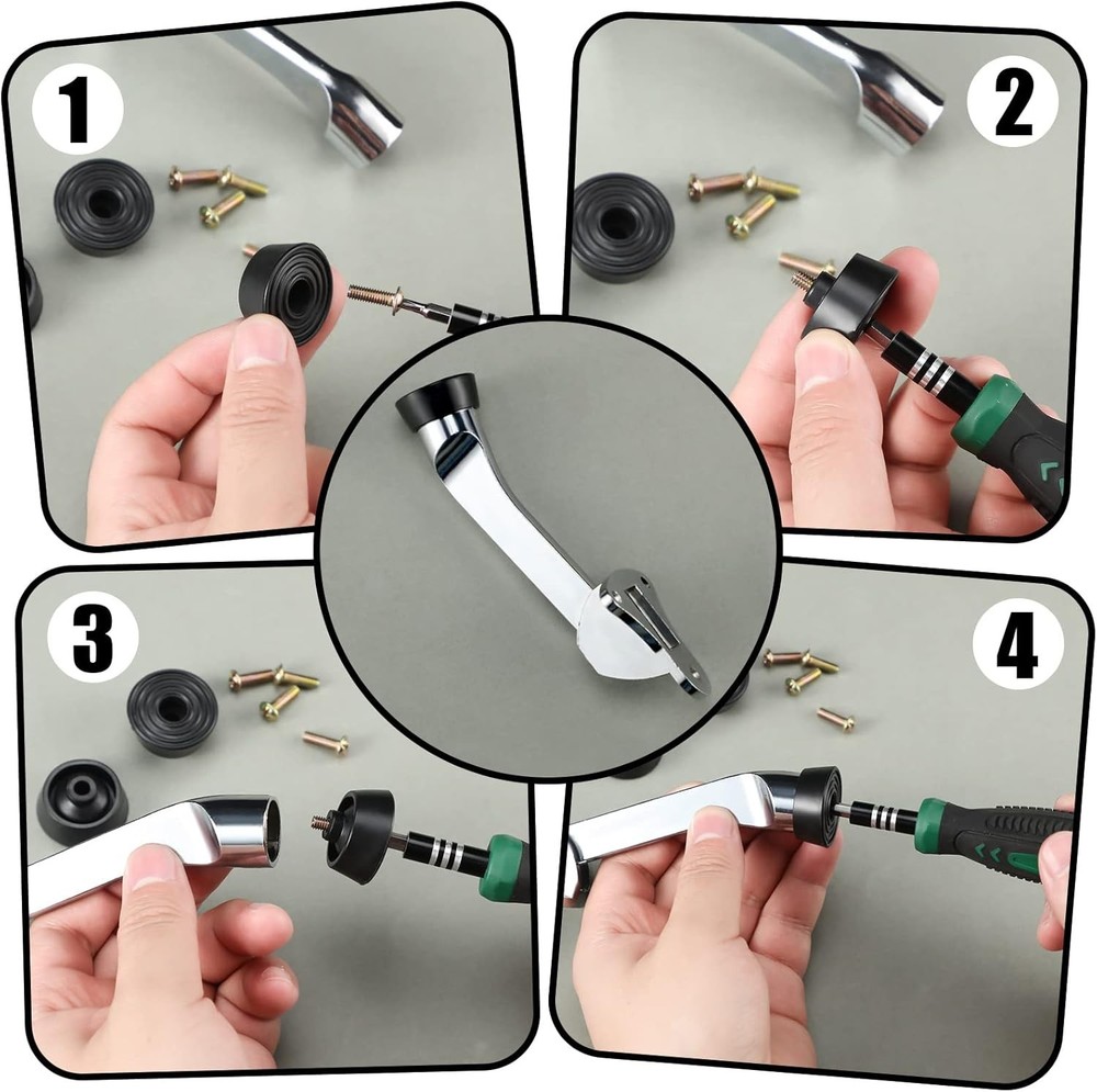 Shihanee 15 Sets Kick Down Door Stop Rubber Tip Replacement Black