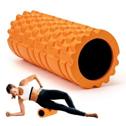 Foam Roller High Density 13" Patented Exercise Roller for Deep Tissue Tangerine