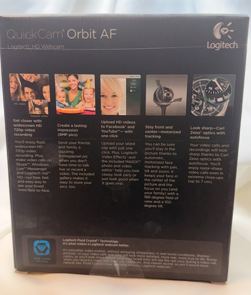 LOGITECH QuickCam Orbit AF Motorized Tracking Webcam Carl Zeiss New Unopened Box