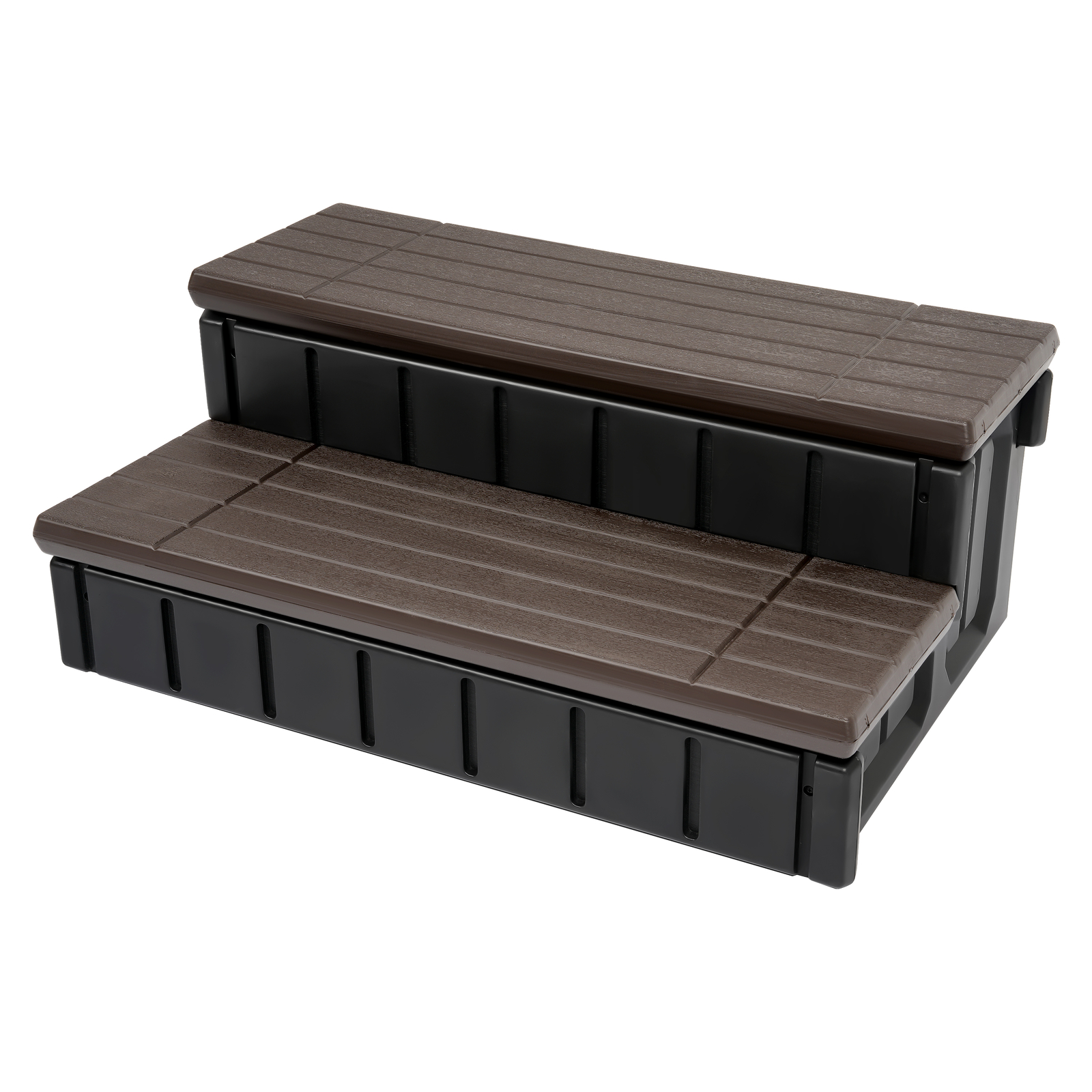 Brown+Black Universal 2 Slip-Resistant Spa & Hot Tub Step Outdoor with Storage
