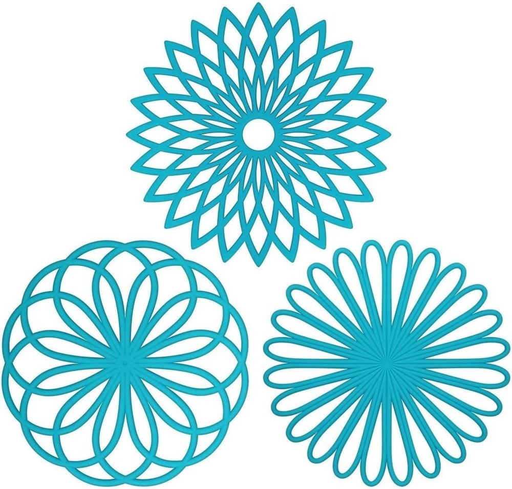 Versatile 3-Piece Silicone Trivet Set - Durable Flower Design for Kitchen Use