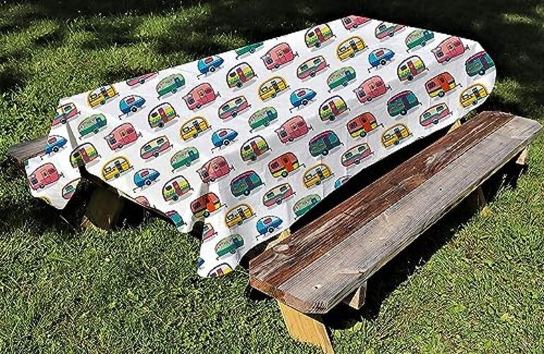DPLin Camping Tablecloth Waterproof 108" x 54" (Rectangular) Retro Vinyl