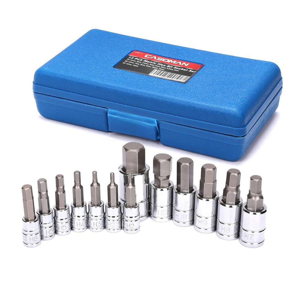 CASOMAN 13 Piece Hex Bit Socket Set, Metric, 2 13 Set