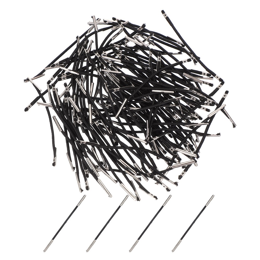 200Pcs 3" Elastic Barbed Cord 2mm Loop Stretch Round String with Barb,Black