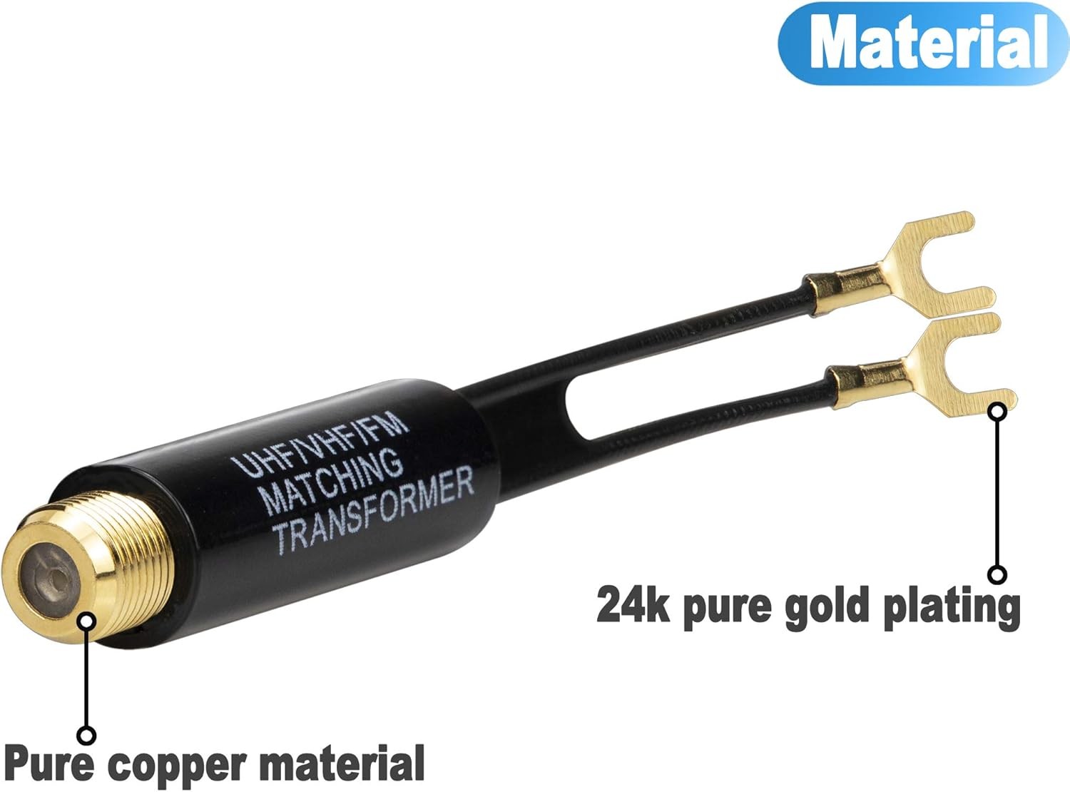 Ancable 1-Pack Gold Plated - 75 Ohm to 300 Adapter - UHF/VHF/FM Balun...