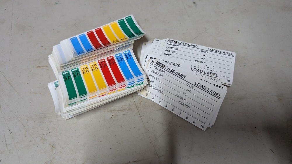 MTM reloading data labels,   2 types,