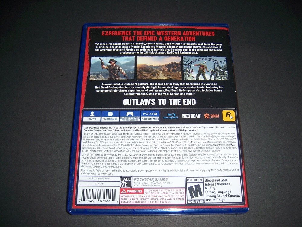 Read Dead Redemption V2 *Case ONLY* Authentic Replacement Box PlayStation 4 PS4