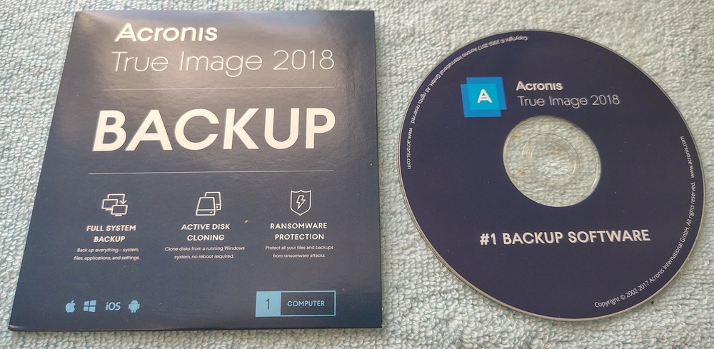 Acronis True Image 2018 For 1 Computer PC Backup Recovery Software w/ Disc, SN
