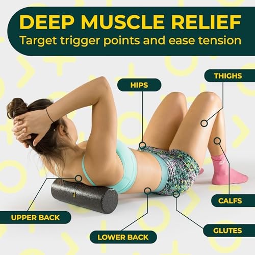 Yoga Foam Roller for Physical Therapy & Exercise – Back Roller Compact Black