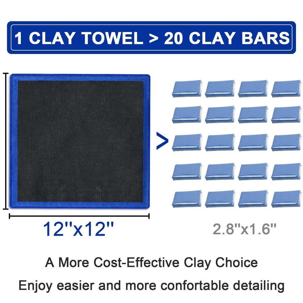 TOLDATLI Clay Towel 2 Pack Auto Detailing - Fine Grade 2 Pack, Blue