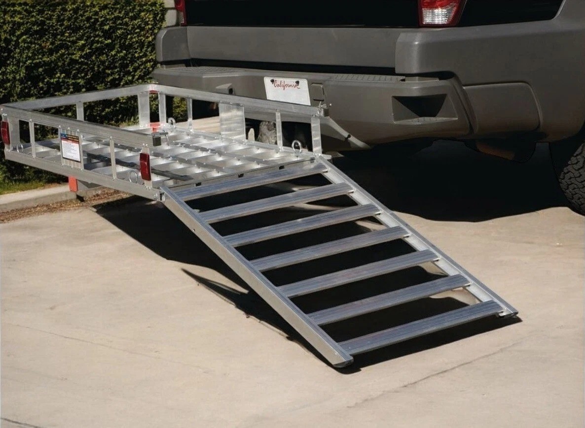 500 lb Aluminum Mobility Scooter Wheelchair Carrier Hitch Ramp Heavy Duty