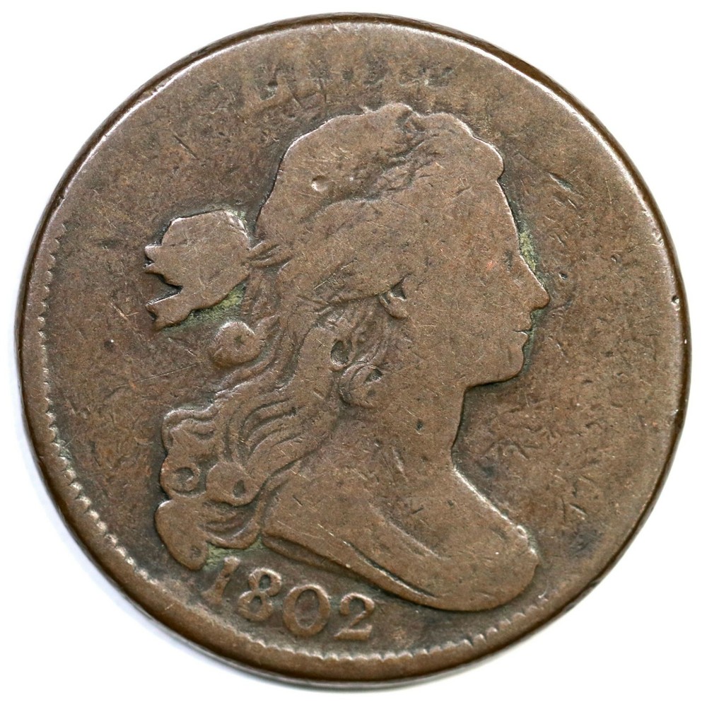 1802 S-230 Draped Bust Large Cent Coin 1c