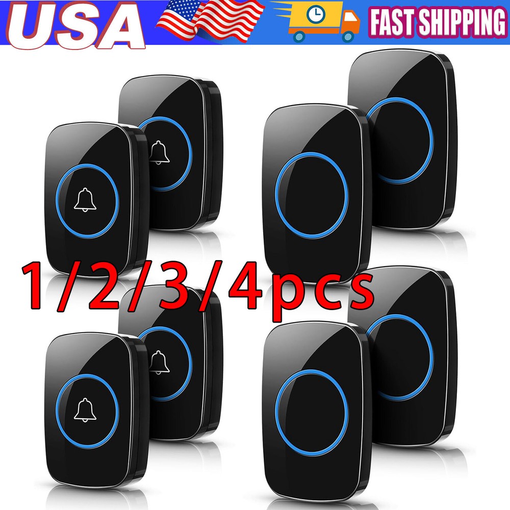 2Wireless Doorbell Chime Waterproof Plugin Receiver Adjustable Volume 1000FT Kit