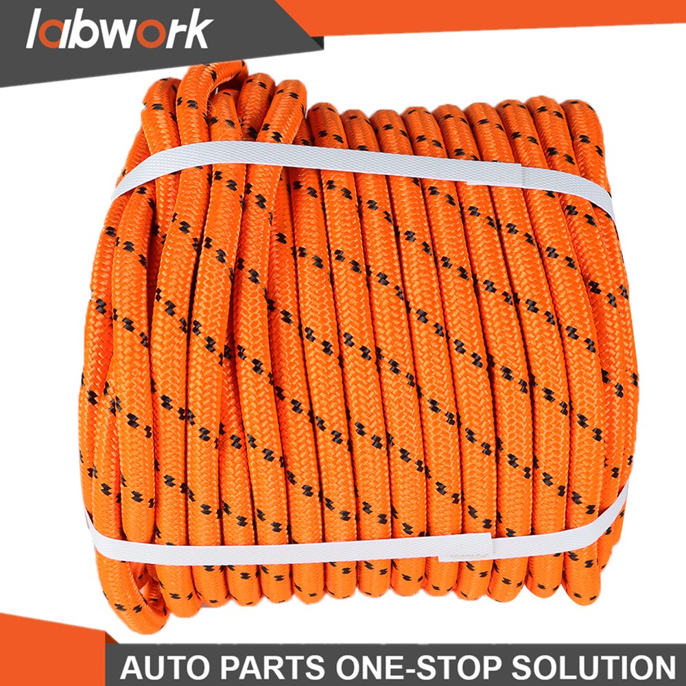 Labwork 1/2"×150' Orange Double Braid Polyester Rope 6180Lbs Breaking Strength