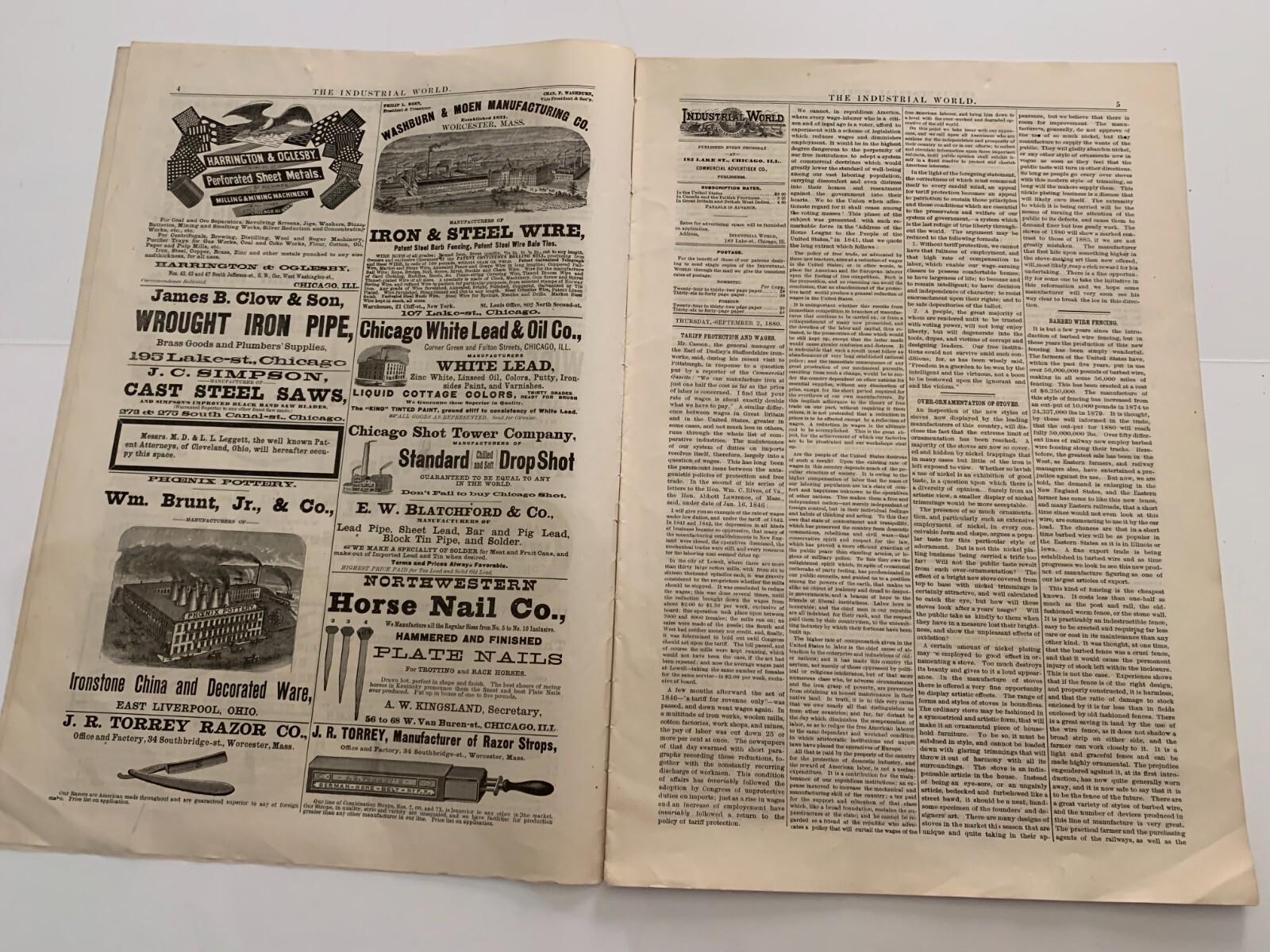 1880 Commercial Industrial World Advertiser Magazine Chicago September 2 1880