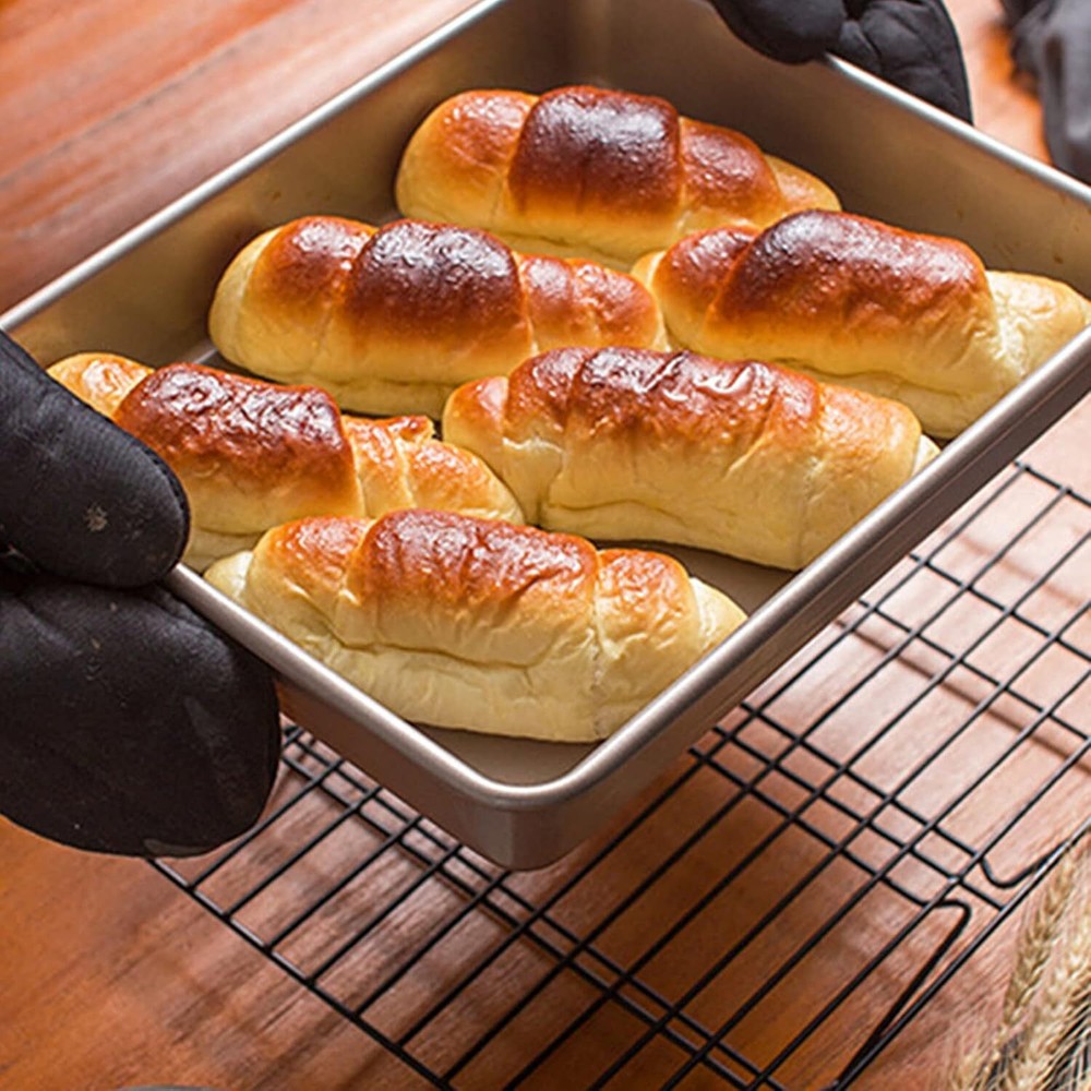 Deep Baking Pan Set (3 Piece Set), Oven Use Nonstick Rectangular Cake Baking Pan