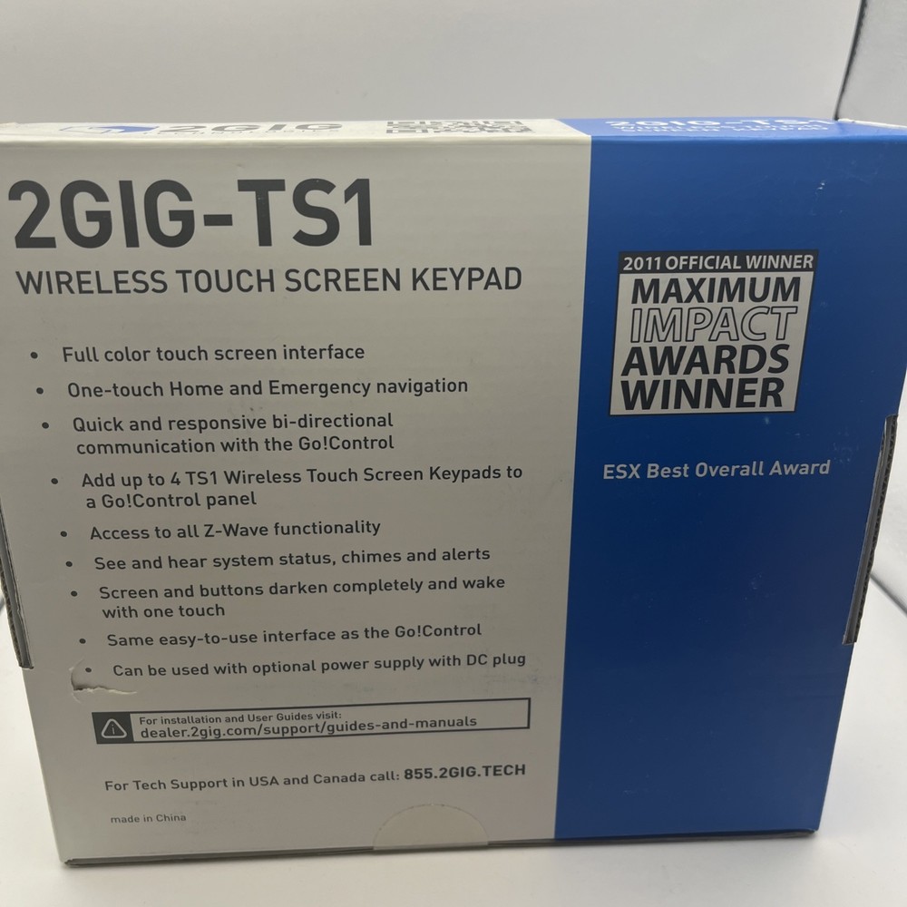 2GIG-TS1 Secondary Touch Screen Security Wireless Keypad Alarm System