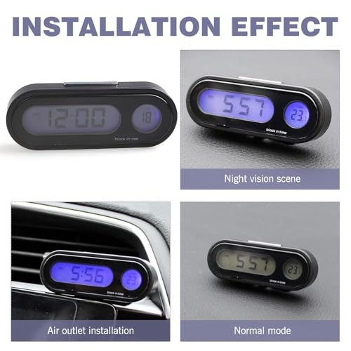 Black Mini Waterproof LED Digital Clock with Temperature Display, Adjustable