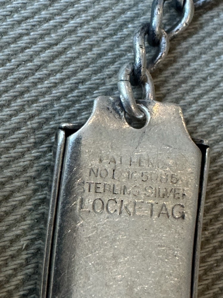 Antique Sterling .925 WWII US Soldier 7.5” ID Bracelet Locket w/Girl Friend Pic