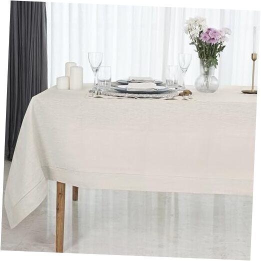 Light Natural Linen Tablecloth for 144" x 60" (Rectangular) 04 - Light Natural