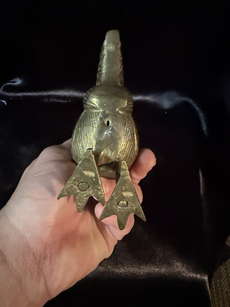 vintage solid brass rooster or hen figurine