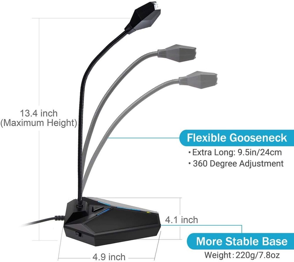 USB Computer Microphone, Plug &Play Desktop Omnidirectional Condenser PC Laptop