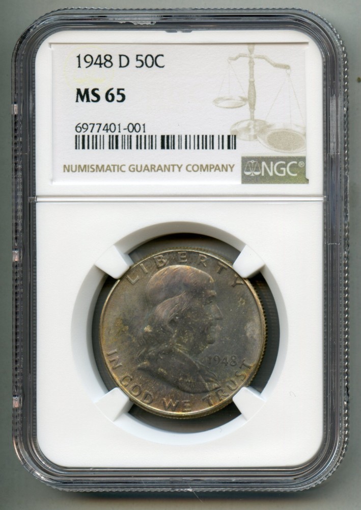 1948 D Franklin Silver Half Dollar NGC MS 65