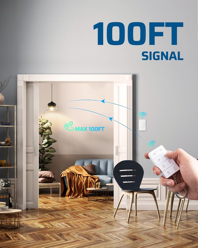 DEWENWILS Wireless Dimmer Switch, Adjustable Brightness Button Need Neutral Wire