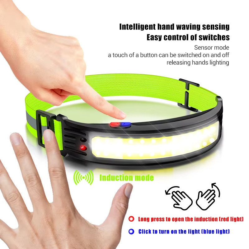 NEW Headlamp COB LED Rechargeable Headlight Torch Work Light Bar Head Band USB