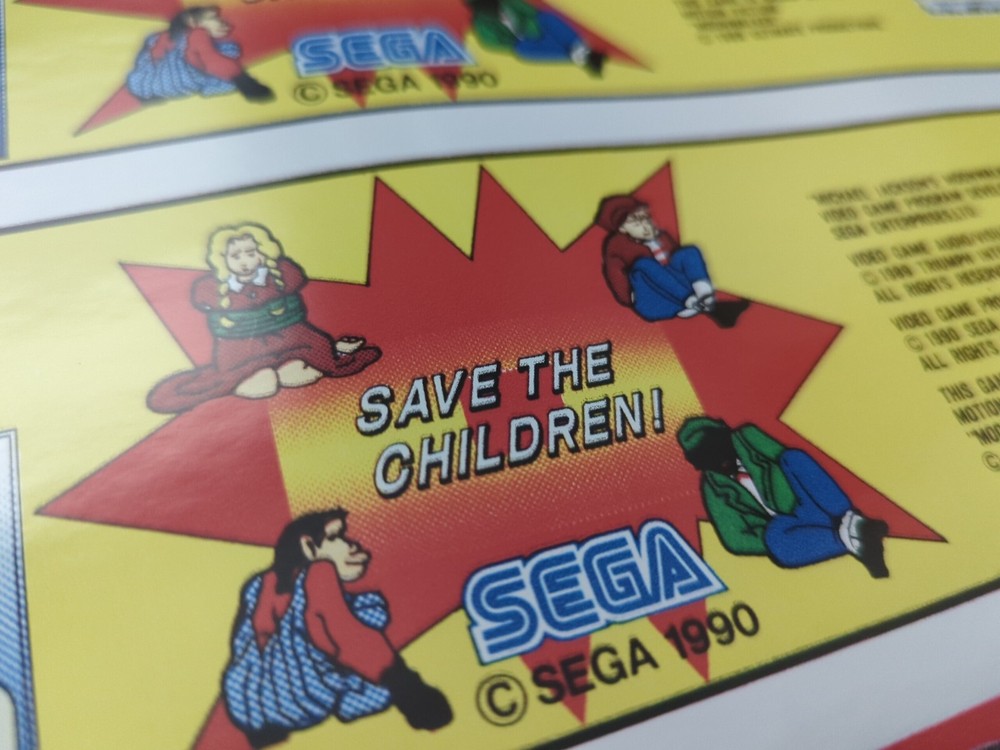 Moonwalker Arcade instruction decals vinal Sega