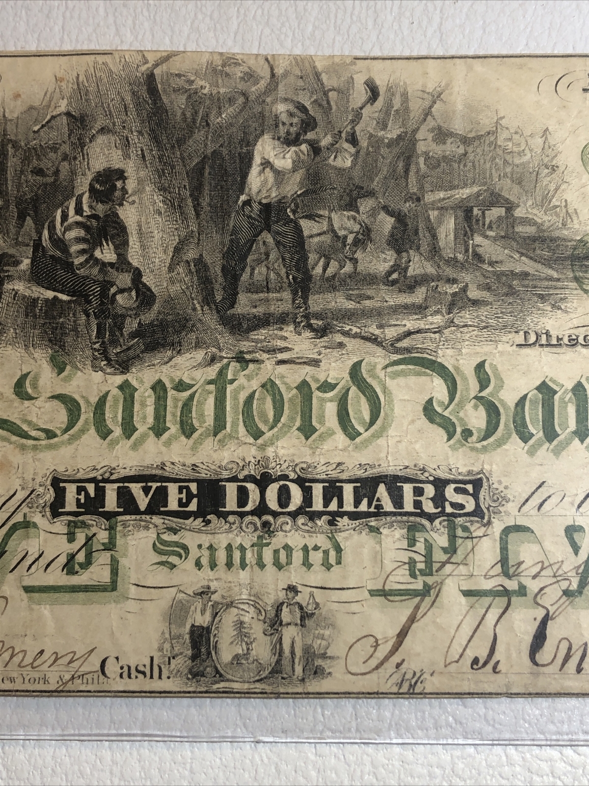 obsolete currency The Sanford Bank, Maine 1861 $5 S/n 481