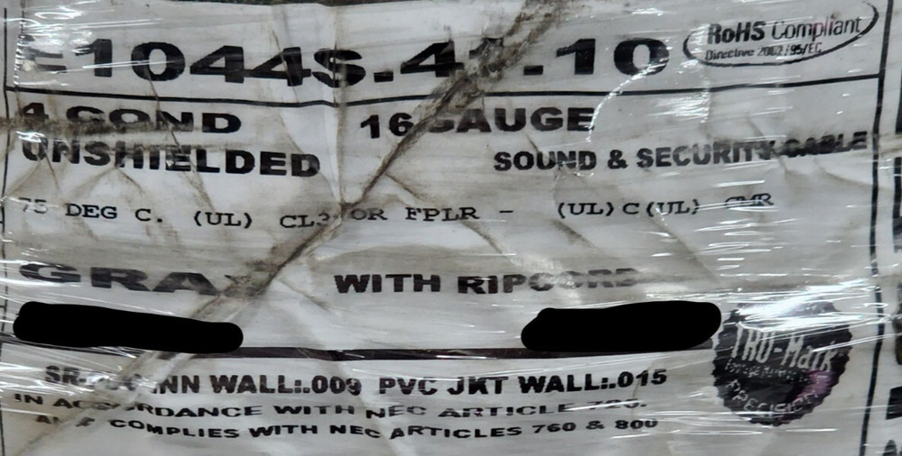 Carol E1044S 16/4C Stranded Audio/Security/Control Cable CMR Riser Gray/50ft