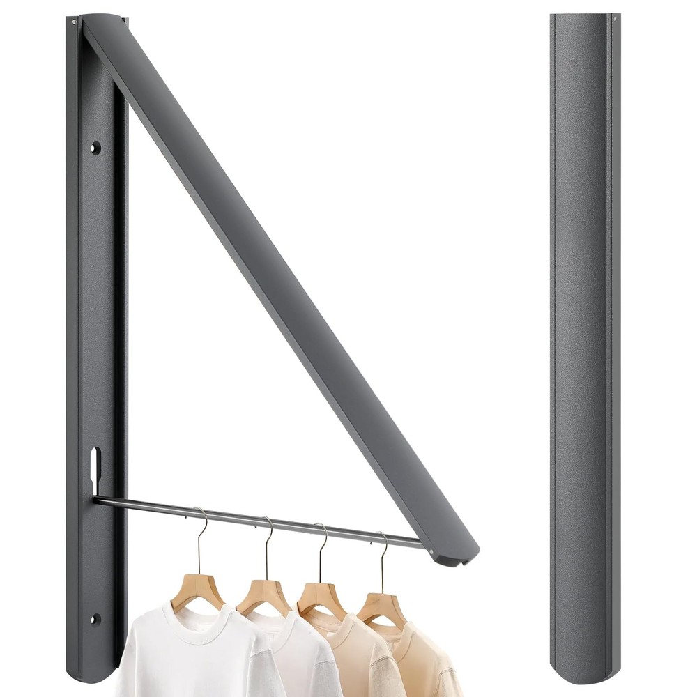 Retractable Clothes Drying Rack Wall Mounted, Foldable Space-Saving Hanger fo...