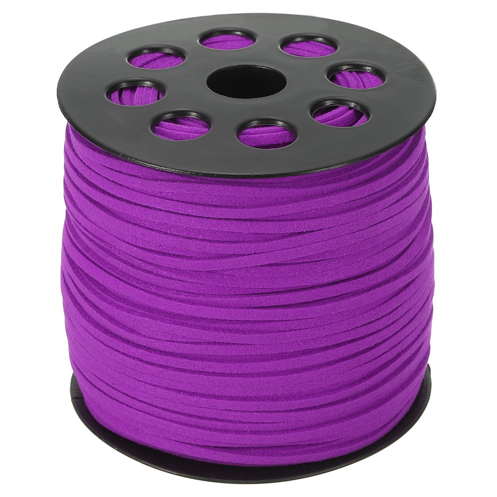Suede Lanyard String with Roll Spool 2.5mm 98 Yard, Flat Microfiber Cord, Violet