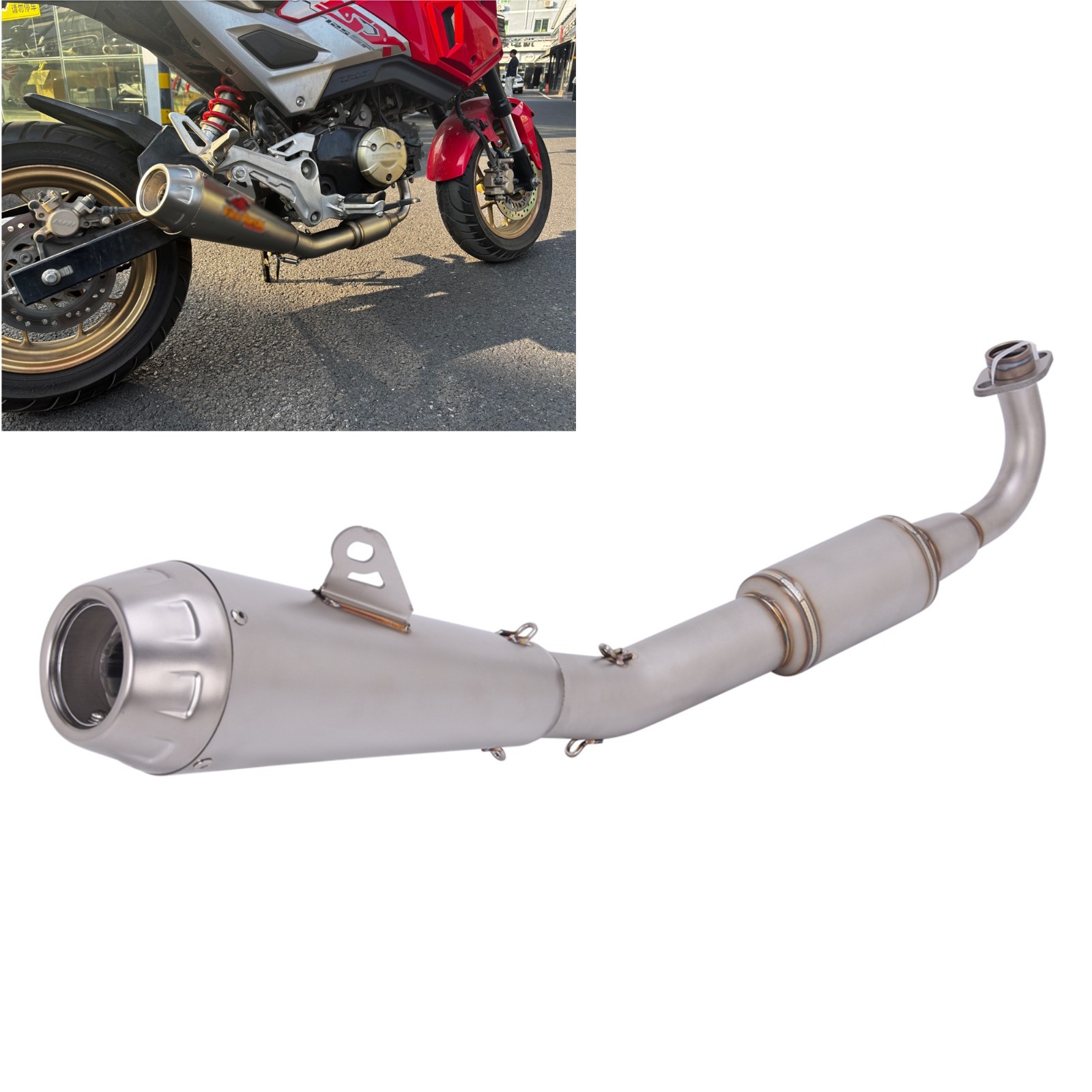 Low Mount Exhaust System Headers Muffler Pipe For Honda Grom MSX125/SF 2013-2020