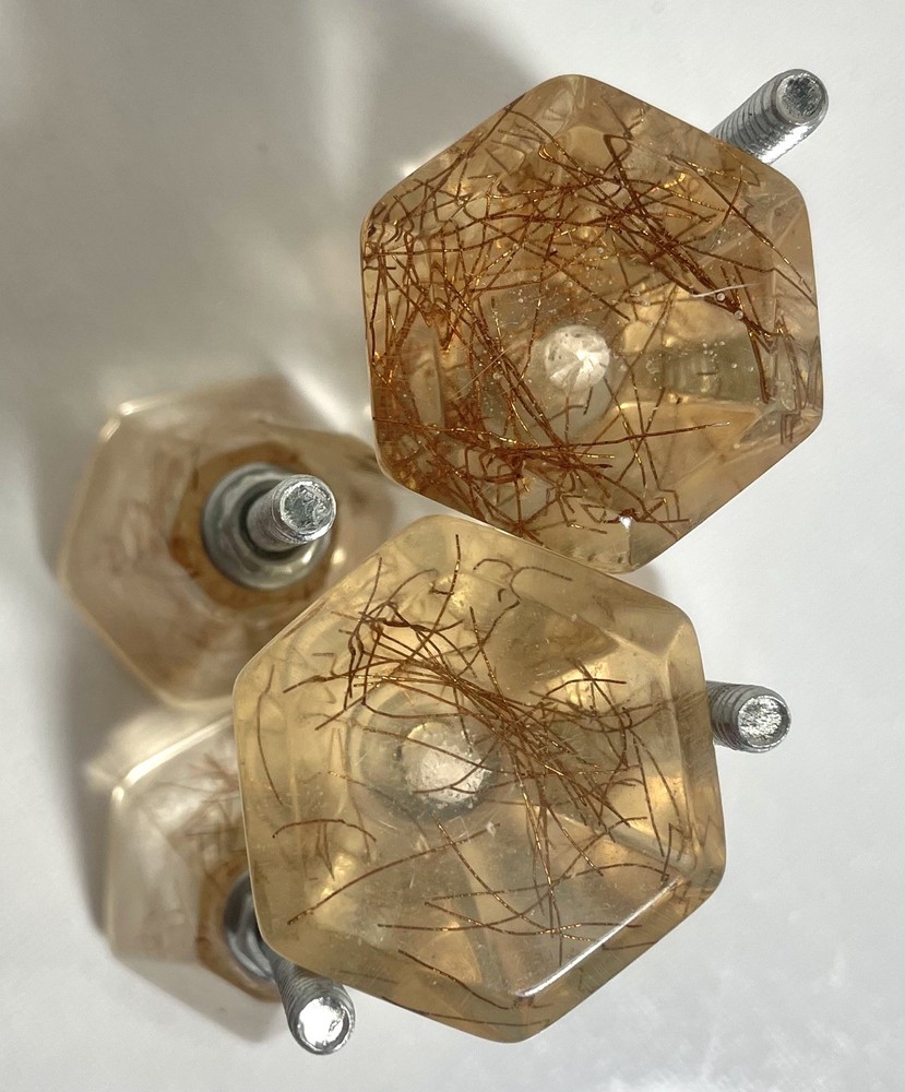 6 World Market clear Resin/Acrylic Copper threads hexagonal cabinet knobs,Pulls