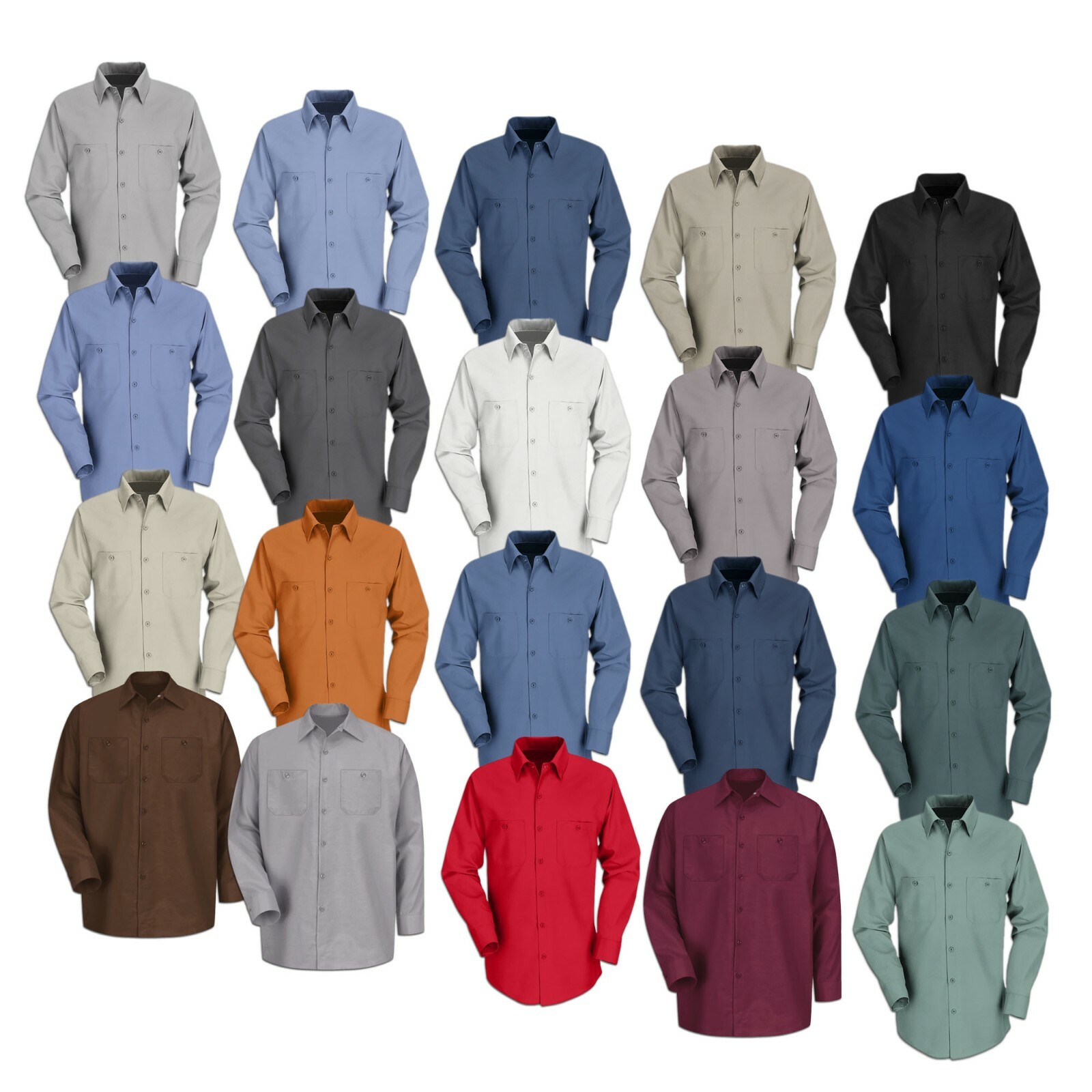 Red Kap Men's Industrial Work Shirt Long Sleeve 2 Pocket Uniform